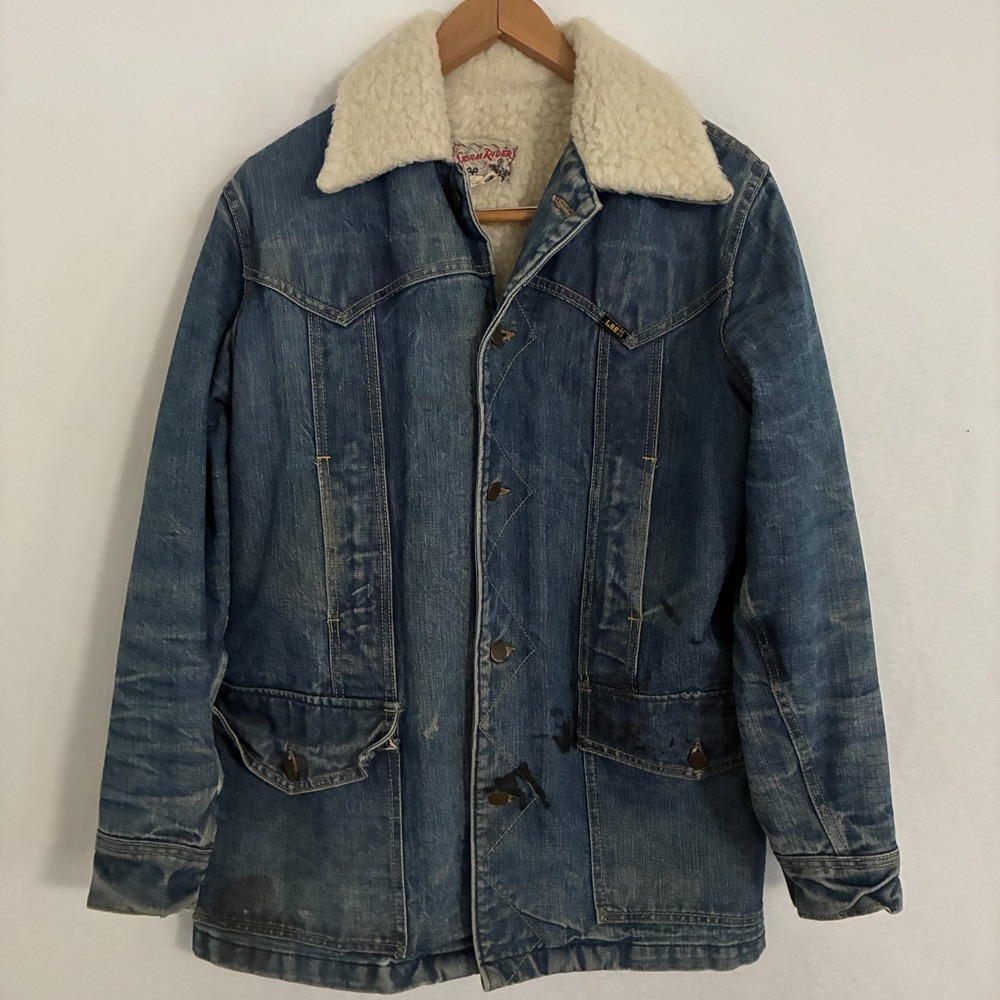 Vtg 70s Lee Storm Rider Sherpa Lined Denim Chore Jacket Fits Men M/L Ranch Barn‎
